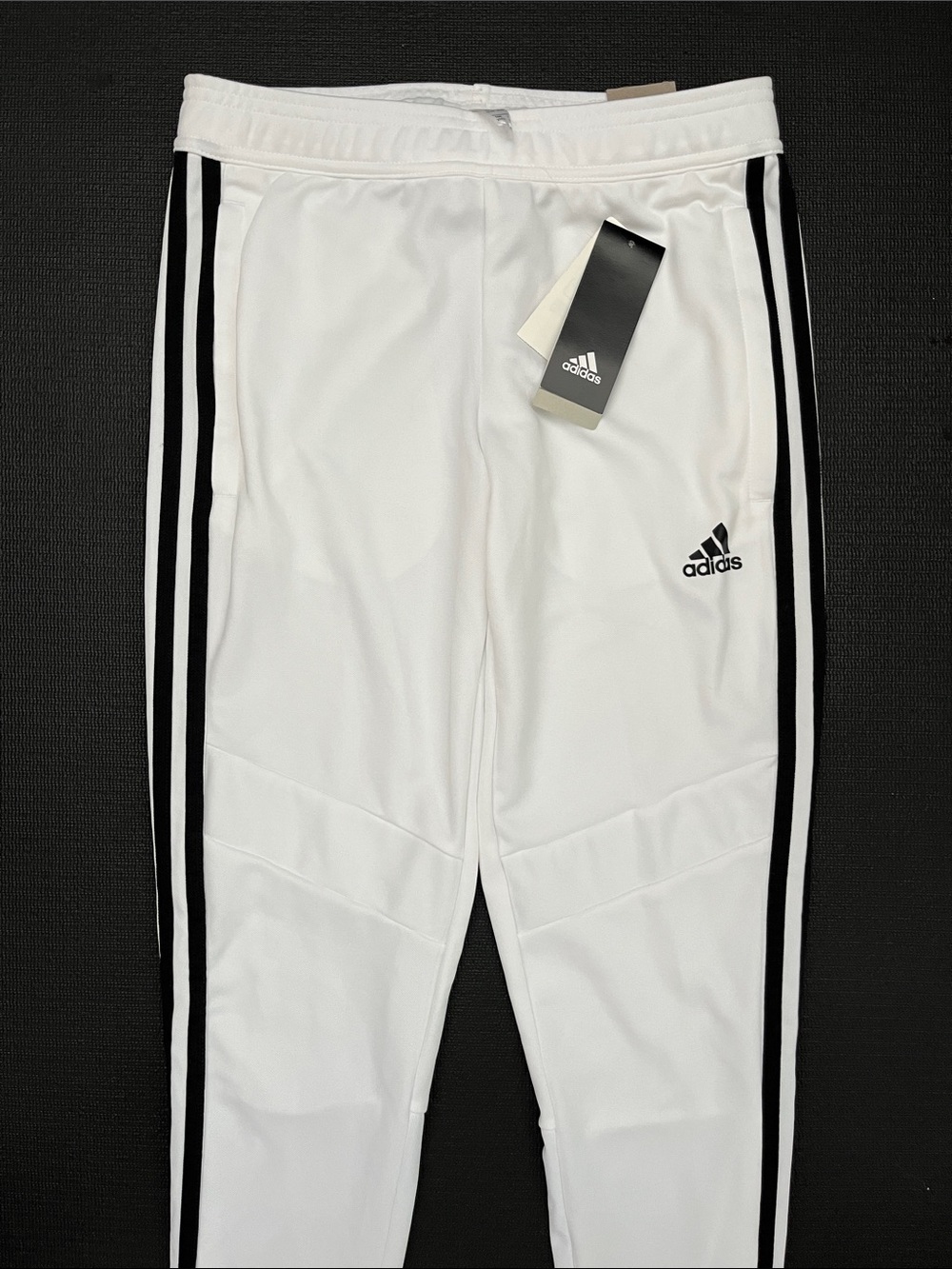 Kids adidas White Jogger Pants with Black Side Stripes